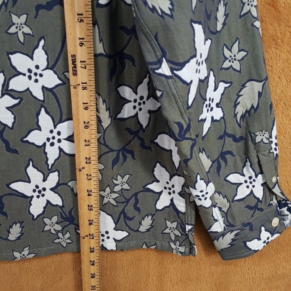 PAUL SMITH Button Shirt Mens Medium Olive Green Floral Double Face Cotton $250 - Picture 8 of 10
